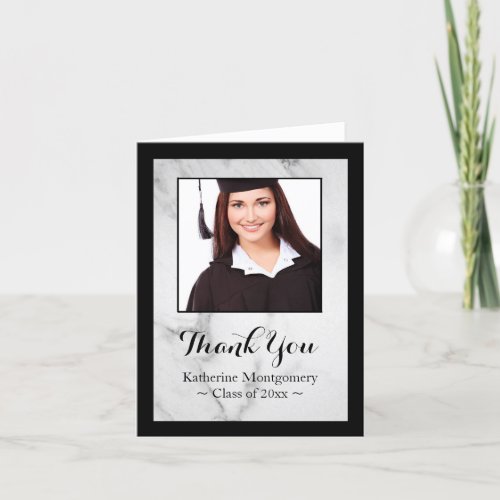 Elegant Marble Graduate Photo Thank You Card