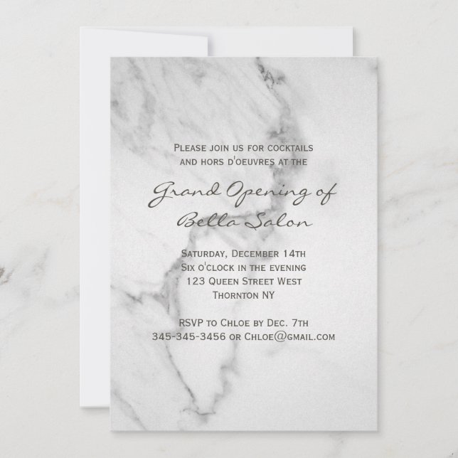Elegant Marble Grand Opening Invitation (Front)
