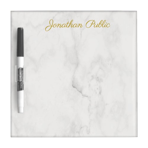 Elegant Marble Handwritten Gold Name Modern Trendy Dry Erase Board