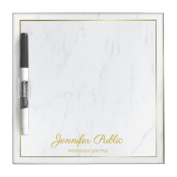 Elegant Marble Handwritten Gold Name Modern Trendy Dry Erase Board