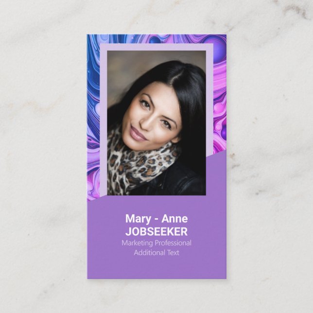Elegant Marble Job Seeker Classy Purple Lavender Business Card (Front)