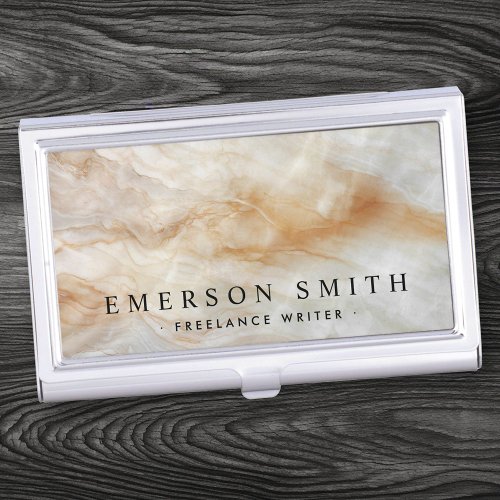 Elegant marble look personalized name business card case