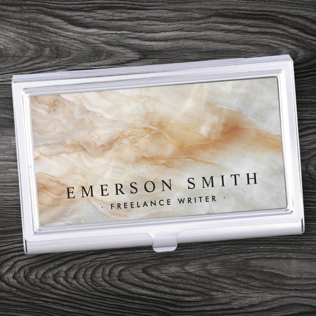 Elegant marble look personalized name business card case (Elegant marble look personalized name business card case)