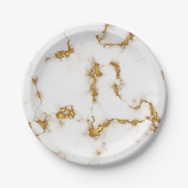 Elegant Marble luxury Gold design Paper Plates (Front)