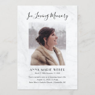 Elegant Marble Memorial Invitation with Photo