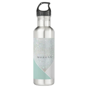 Elegant Marble Mint Gray Color Block Minimalist Stainless Steel Water Bottle