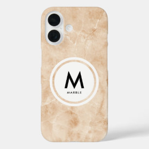 Elegant Marble Monogram- Rock Texture iPhone 16 Case