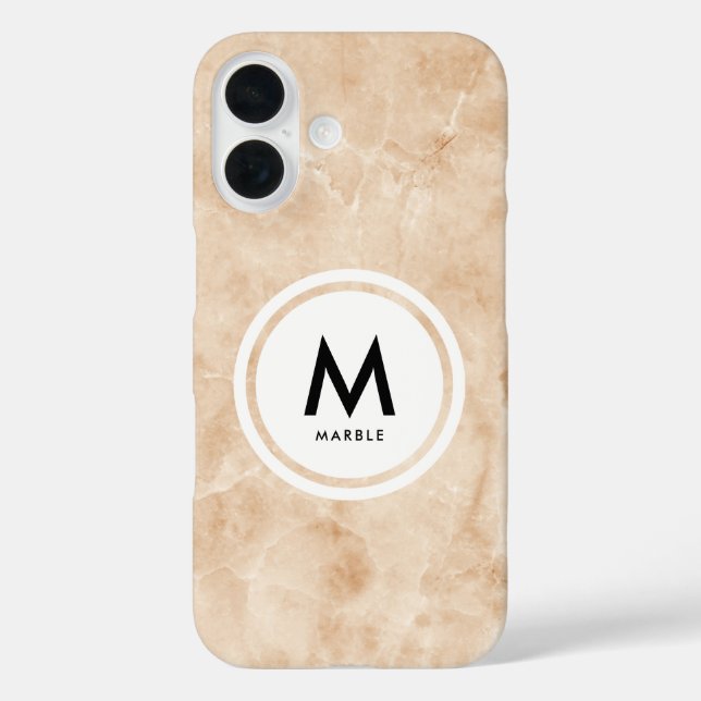 Elegant Marble Monogram- Rock Texture Case-Mate iPhone Case (Back)