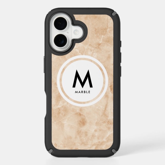 Elegant Marble Monogram- Rock Texture Speck iPhone Case (Front)
