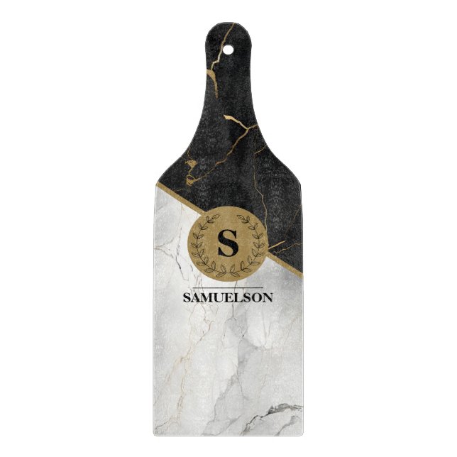 Elegant Marble Monogrammed Cutting Board (Front)