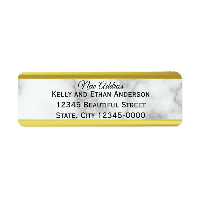 Elegant Marble New Address Moving Announcement Label (Front)
