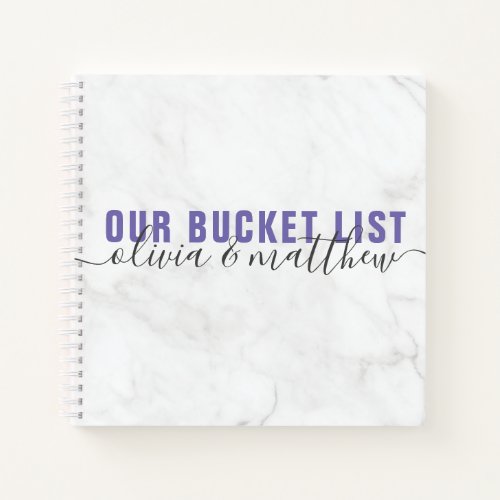 Elegant Marble Our Bucket List Couple Keepsake Notebook