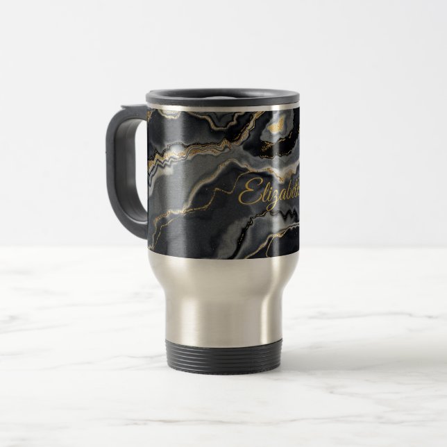 Elegant Marble Personalized Travel Mug | Stainless (Front Left)