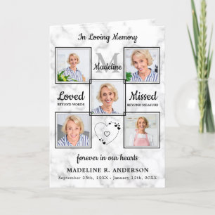 Elegant Marble Photo Collage Memorial Funeral Program
