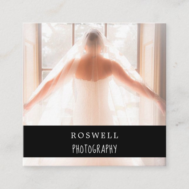 Elegant Marble Photography Square Business Card (Front)