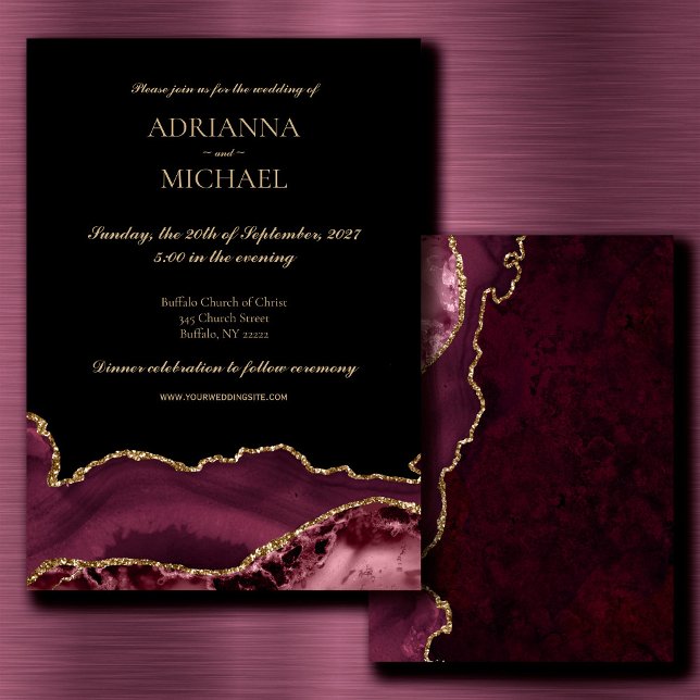 Elegant Marble Pink Agate Wedding Invitation (Creator Uploaded)