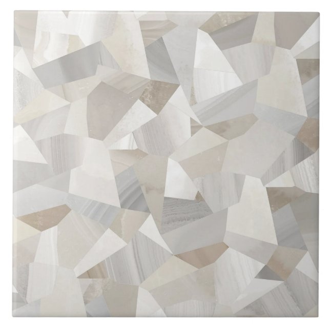 Elegant Marble Polygon Mosaic Pattern Ceramic Tile (Front)