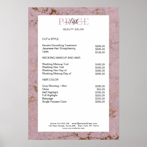 Elegant Marble Price List Poster