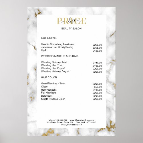 Elegant Marble Price List Poster