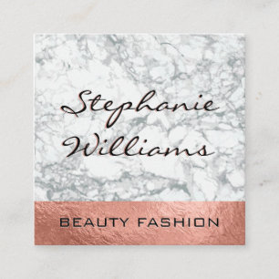 Elegant Marble Rose Gold Foil Trim Square Business Card