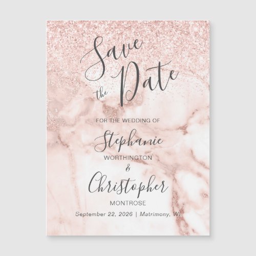 Elegant Marble Rose Gold Glitter Save the Date