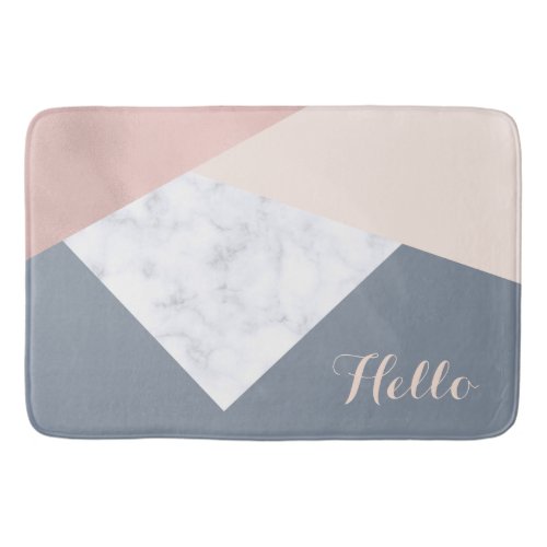 elegant marble rose gold grey beige geometric bathroom mat