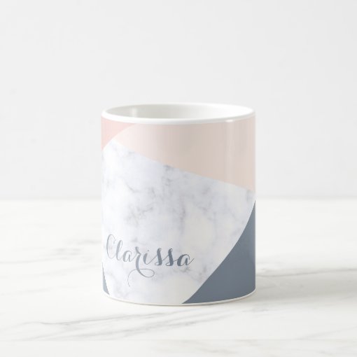 Elegant Marble Rose Gold Grey Beige Geometric Coffee Mug | Zazzle