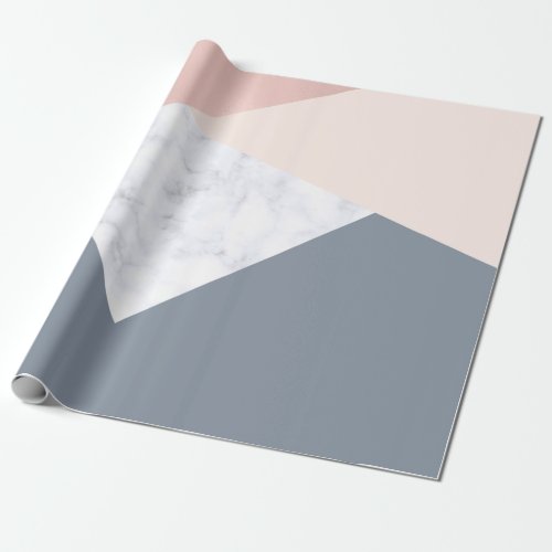 elegant marble rose gold grey beige geometric wrapping paper