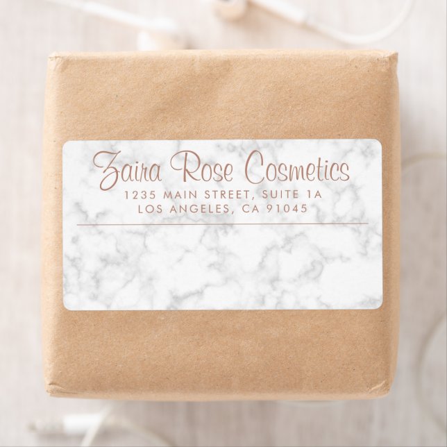 Elegant Marble Rose Gold Modern Business Shipping Label (Insitu)
