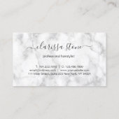 Elegant marble & rose gold scissors hairstylist business card (Back)
