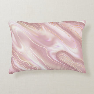 Elegant marble: rose gold texture accent pillow