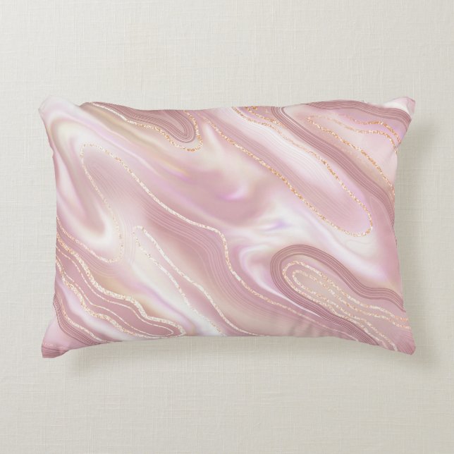 Elegant marble: rose gold texture accent pillow (Front)