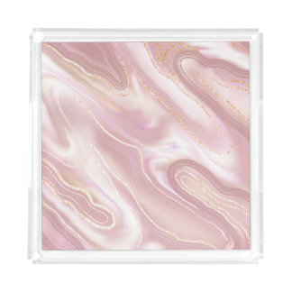 Elegant marble: rose gold texture acrylic tray