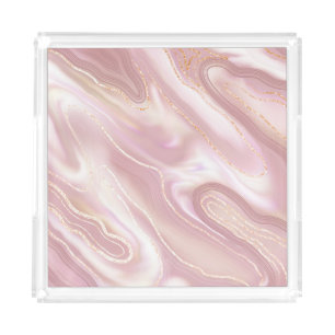 Elegant marble: rose gold texture acrylic tray