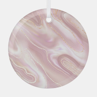 Elegant marble: rose gold texture glass ornament