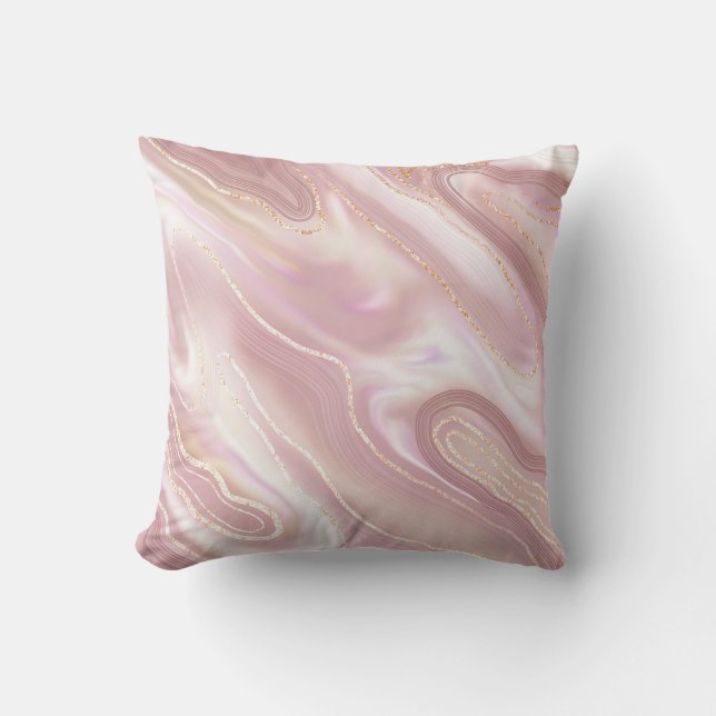 Elegant marble: rose gold texture throw pillow (Front)
