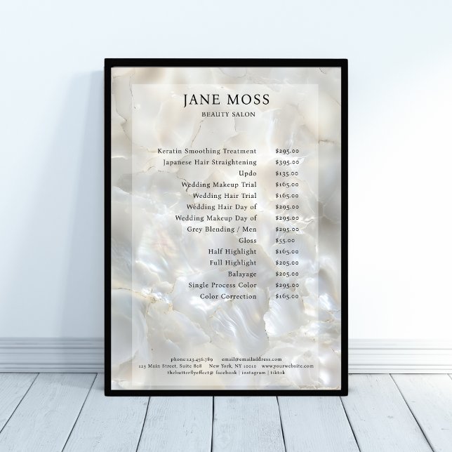 Elegant, Marble, Salon, Price List Poster (Elegant, Marble, Salon, Price List Poster, printed & download available.)