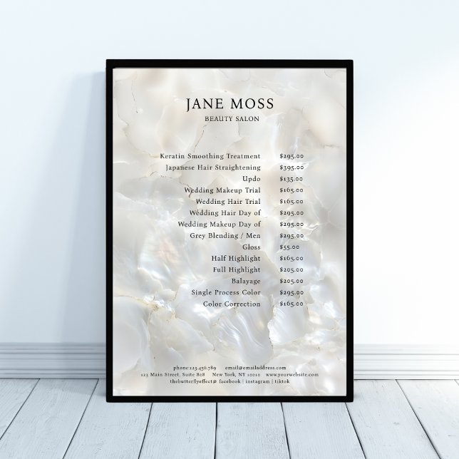 Elegant, Marble, Salon, Price List Poster (Elegant, Marble, Salon, Price List Poster, printed & download available.)