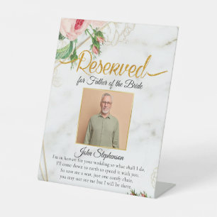 Elegant Marble Save A Seat Photo Wedding Memorial Pedestal Sign