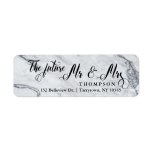 Elegant Marble Script The Future Mr and Mrs Label