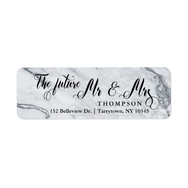 Elegant Marble Script The Future Mr and Mrs Label (Front)