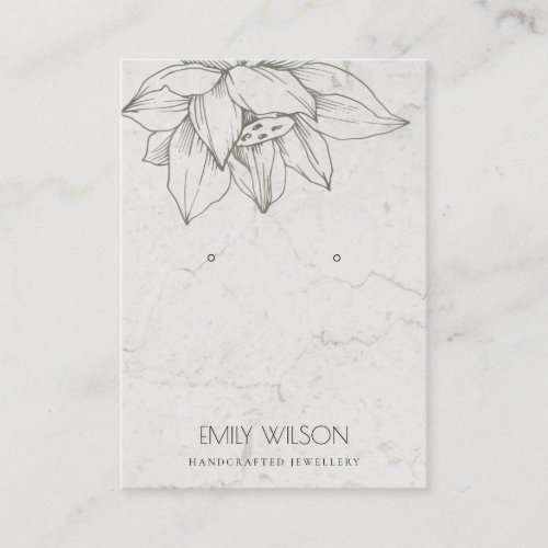 ELEGANT MARBLE SILVER LOTUS SIMPLE EARRING DISPLAY BUSINESS CARD