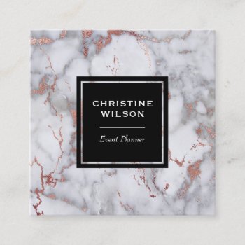 Elegant Marble Square Business Card by amoredesign at Zazzle