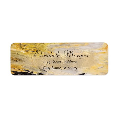 Elegant Marble Stone  Faux Gold Brush Stroke Label