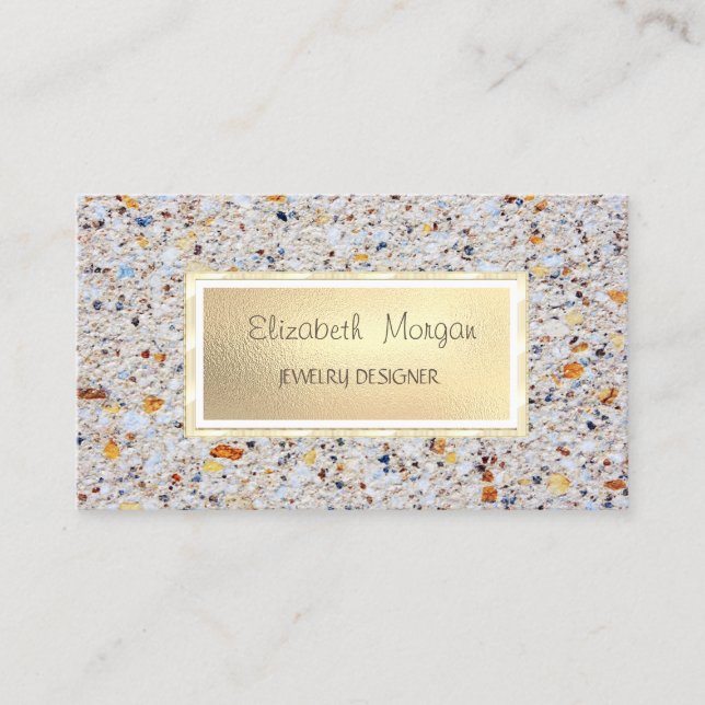 Elegant Marble,Stone  Gold Frame Jewelry Designer Business Card (Front)