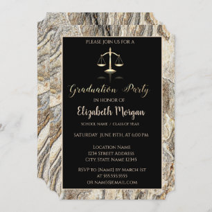 Elegant Marble Stone Law School Graduation Party Invitation