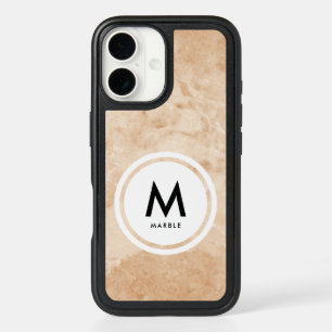 Elegant Marble Stone Monogram iPhone 16 Case