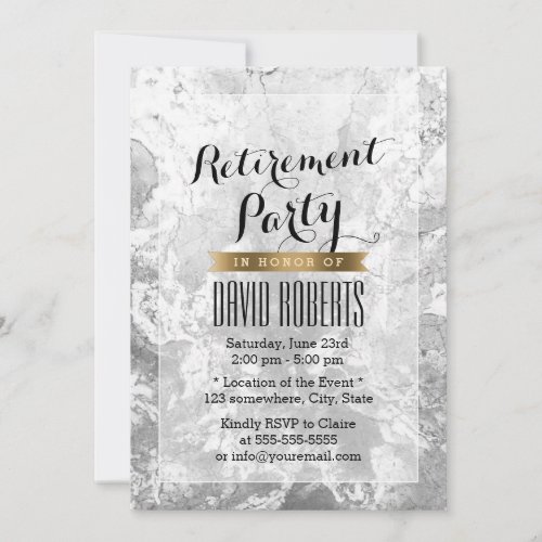 Elegant Marble Stone Texture Retirement Party Invitation