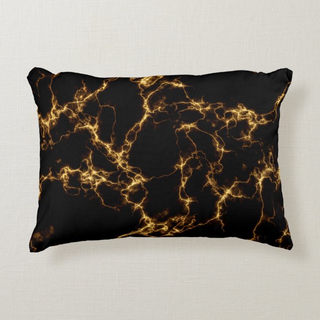 Elegant Marble style3 - Black Gold Accent Pillow (Front)
