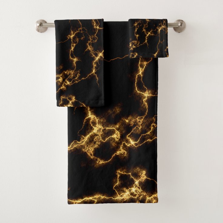Elegant Marble style3 Black Gold Bath Towel Set Zazzle